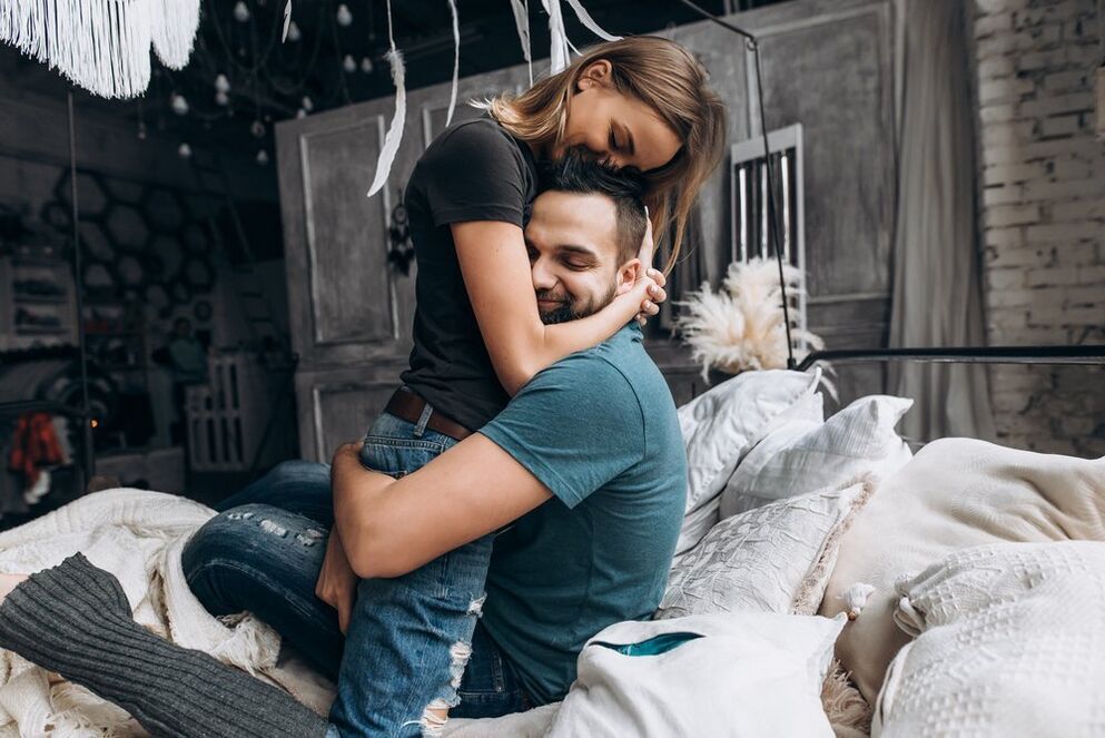 woman embracing man who increased potency